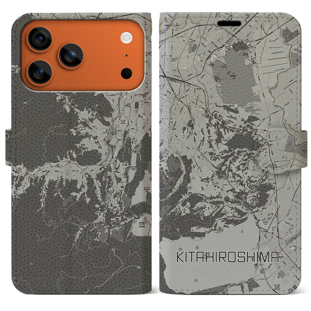 【北広島2(北海道)】地図柄iPhoneケース(手帳タイプ)