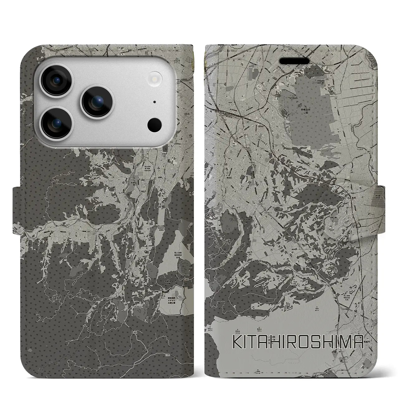 【北広島2（北海道）】地図柄iPhoneケース（手帳タイプ）