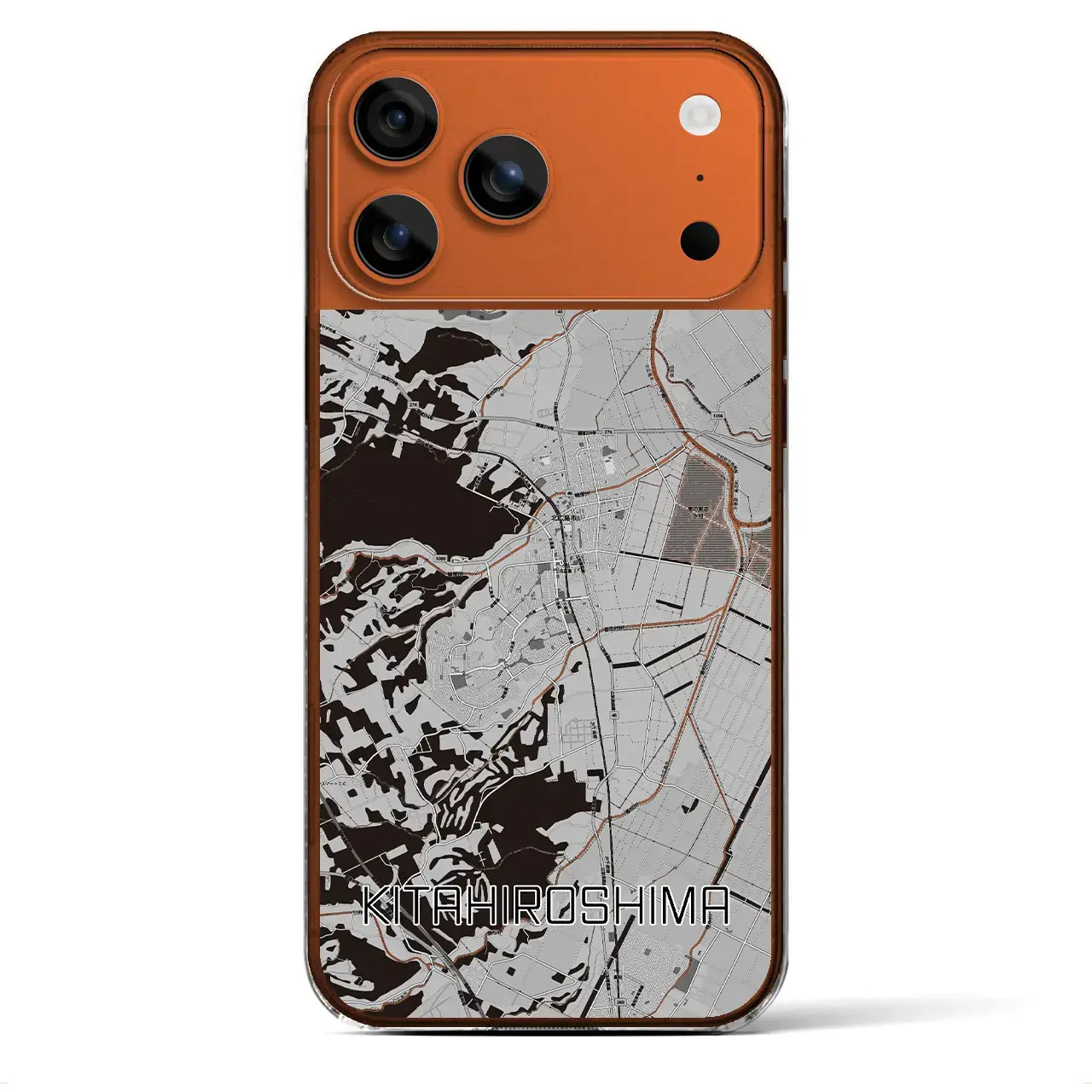 【北広島（北海道）】地図柄iPhoneケース（クリアタイプ）モノトーン・iPhone 17 Pro Max 用