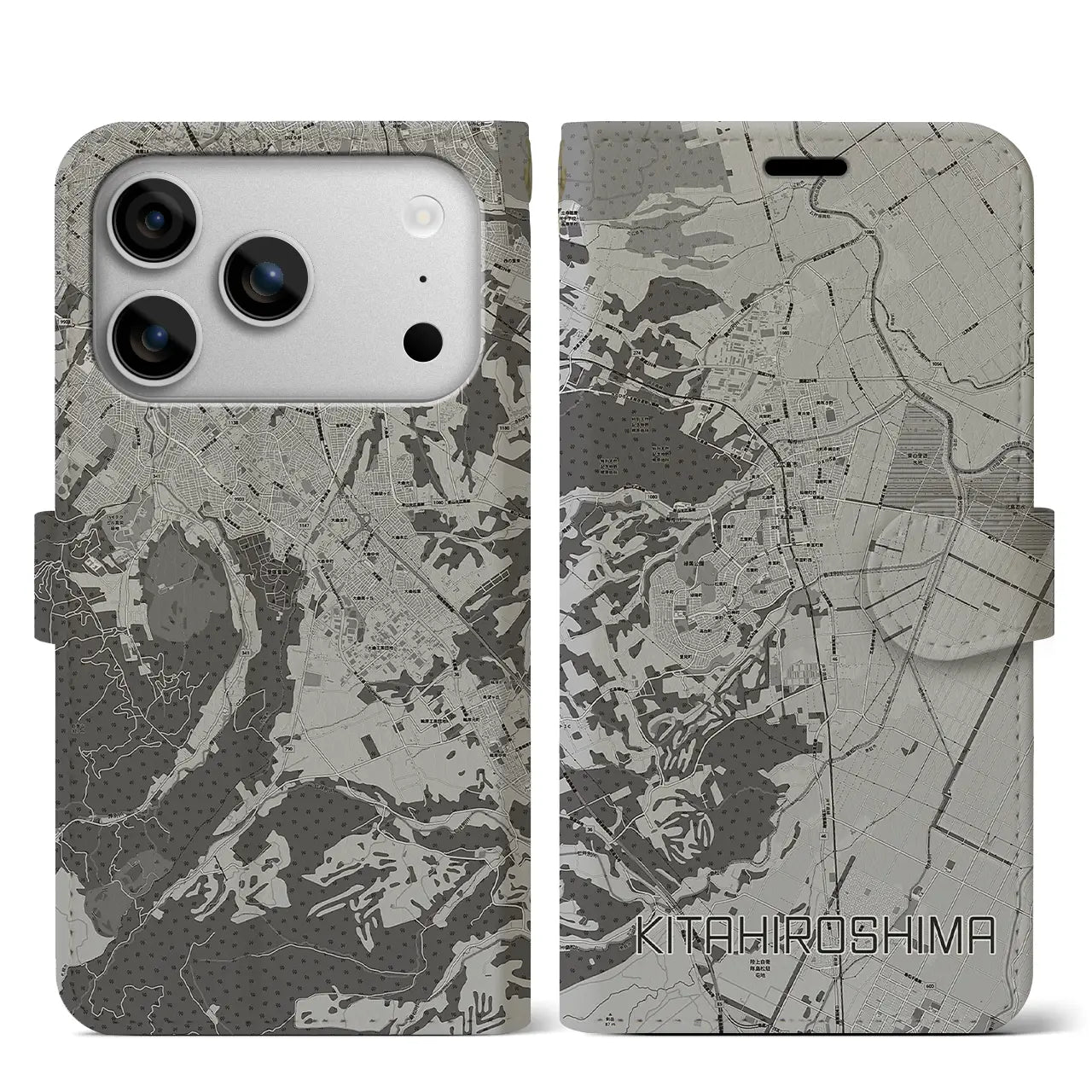 【北広島（北海道）】地図柄iPhoneケース（手帳タイプ）