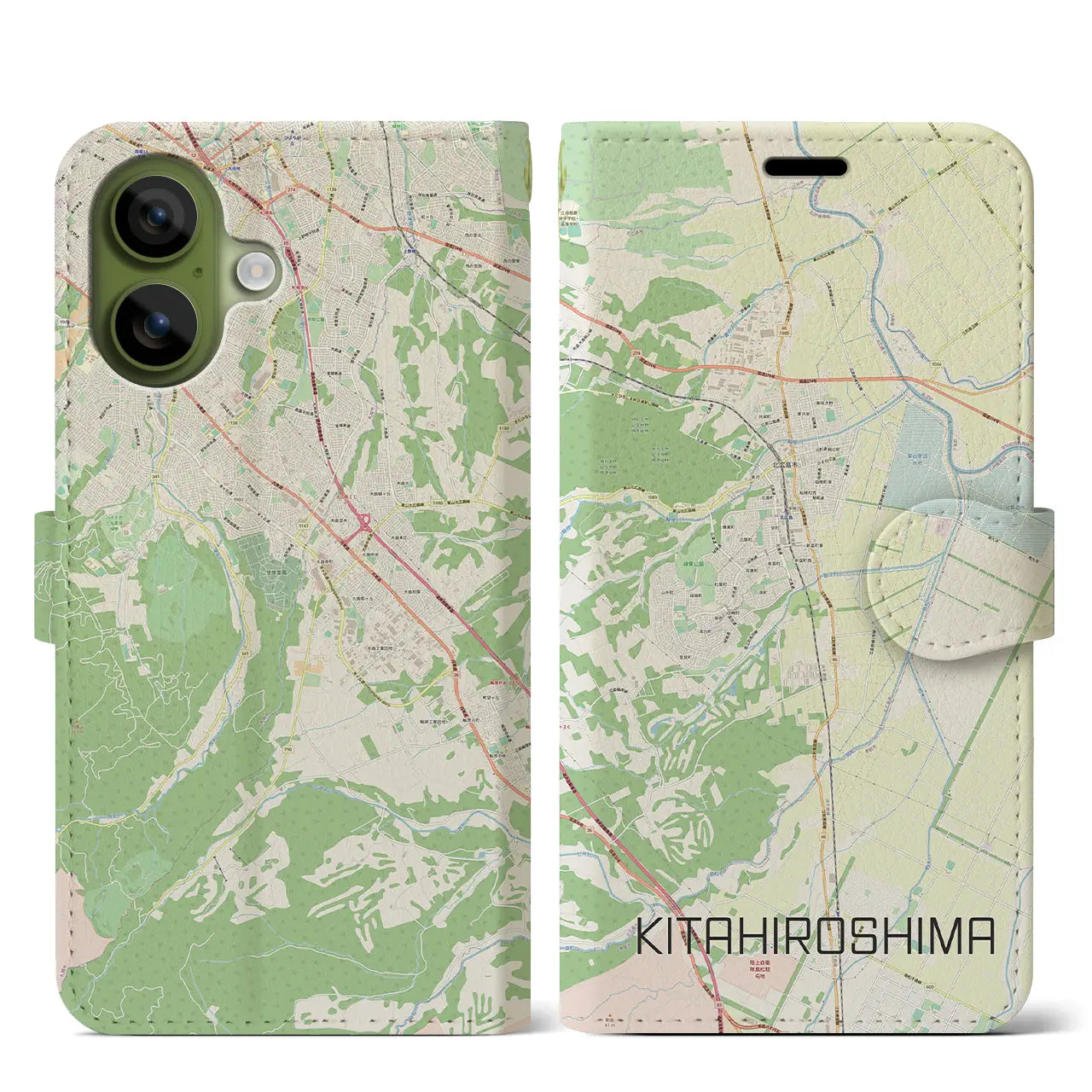 【北広島（北海道）】地図柄iPhoneケース（手帳タイプ）