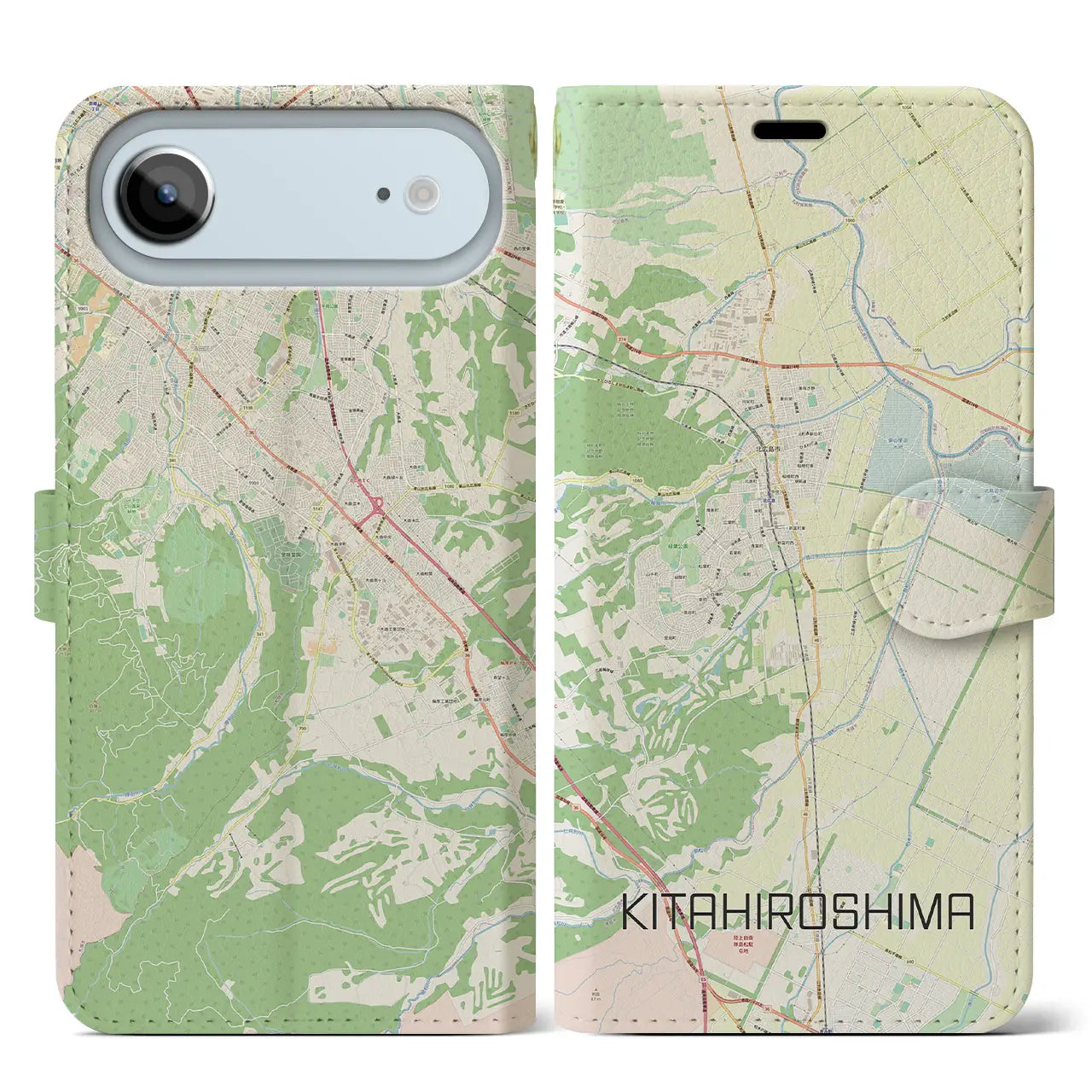 【北広島（北海道）】地図柄iPhoneケース（手帳タイプ）