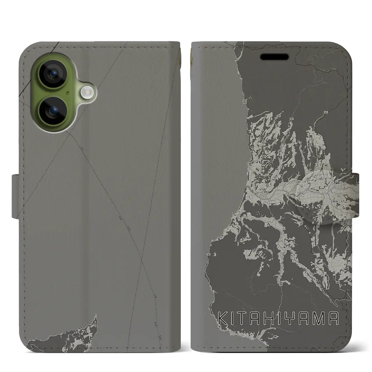 【北檜山（北海道）】地図柄iPhoneケース（手帳タイプ）
