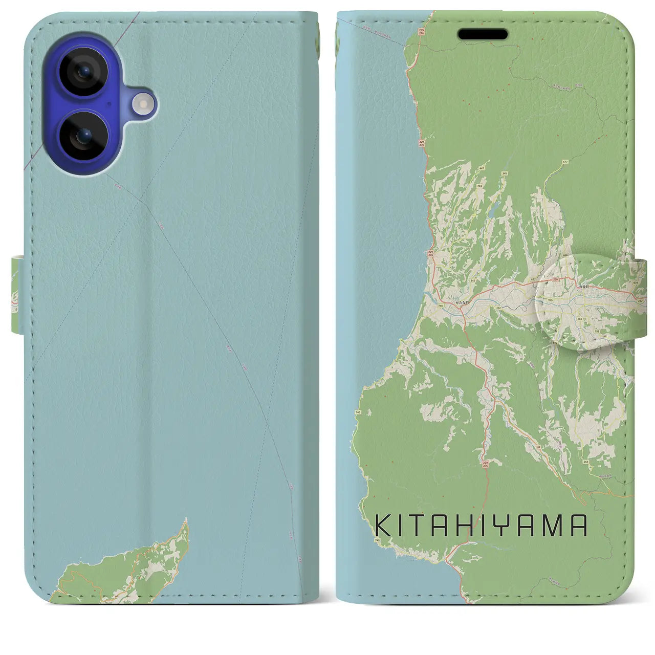 【北檜山（北海道）】地図柄iPhoneケース（手帳タイプ）ナチュラル・iPhone 16 Pro Max 用