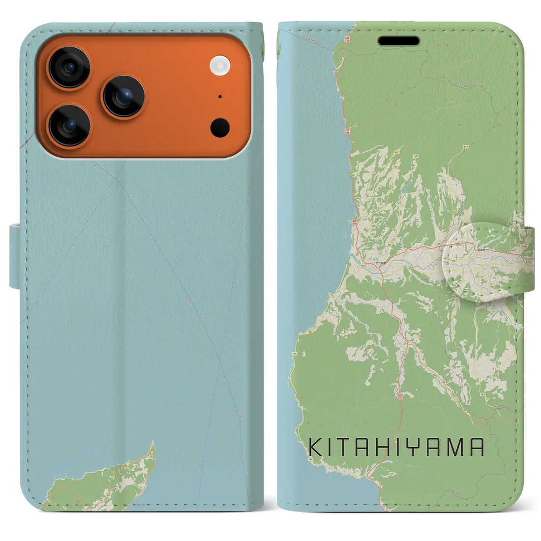【北檜山（北海道）】地図柄iPhoneケース（手帳タイプ）ナチュラル・iPhone 17 Pro Max 用