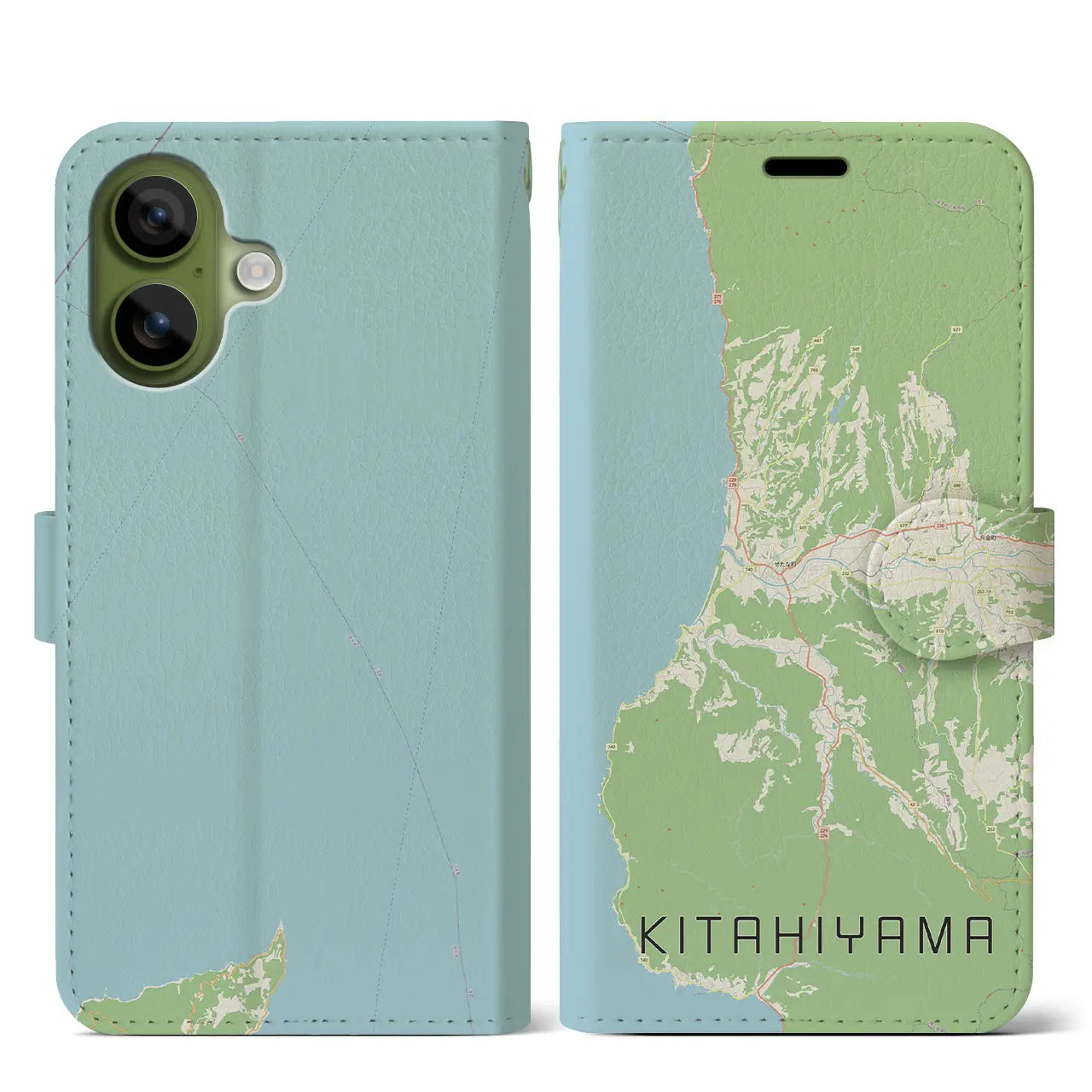 【北檜山（北海道）】地図柄iPhoneケース（手帳タイプ）モノトーン・iPhone 17 Pro Max 用