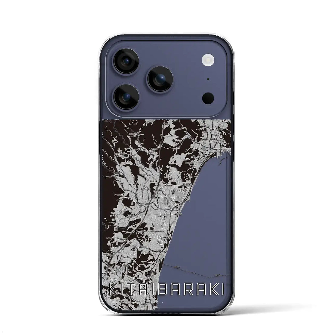 【北茨城(茨城県)】地図柄iPhoneケース(クリアタイプ)モノトーン・iPhone 17 Pro Max 用