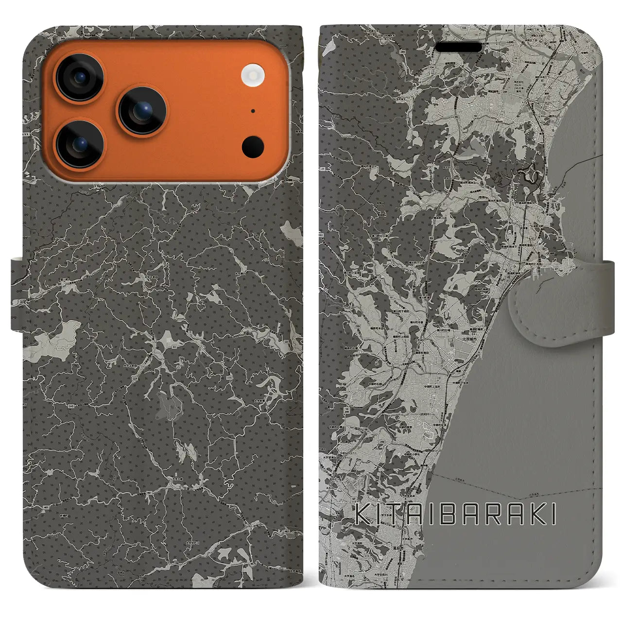 【北茨城（茨城県）】地図柄iPhoneケース（手帳タイプ）