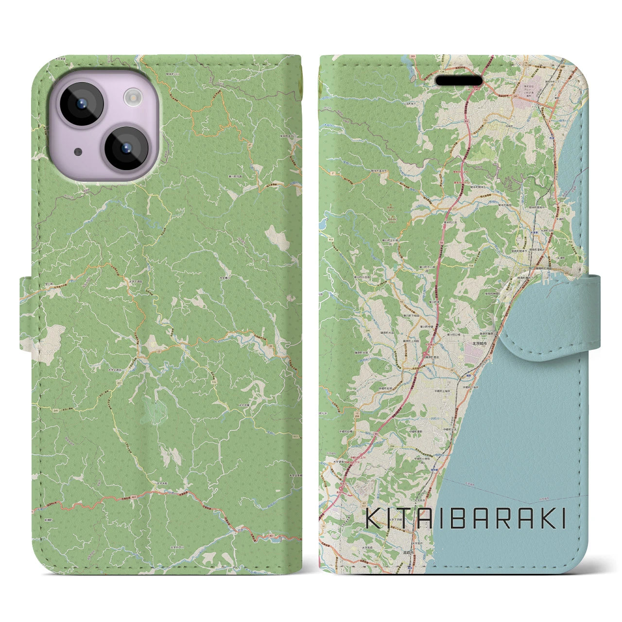 【北茨城（茨城県）】地図柄iPhoneケース（手帳タイプ）