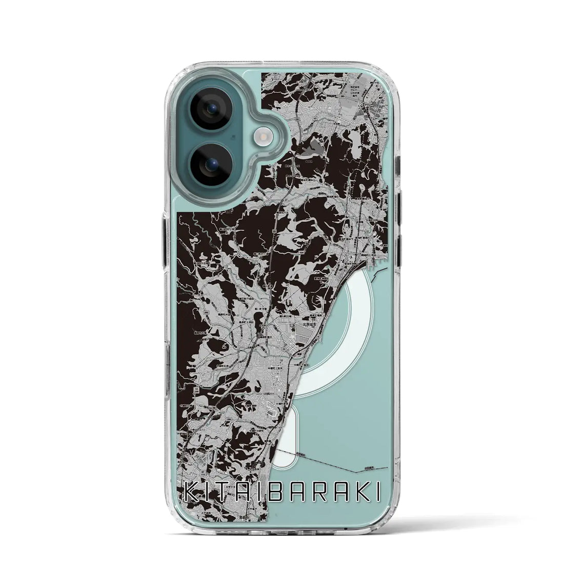 【北茨城（茨城県）】地図柄iPhoneケース（MagSafeタイプ）モノトーン・iPhone 16 Pro 用