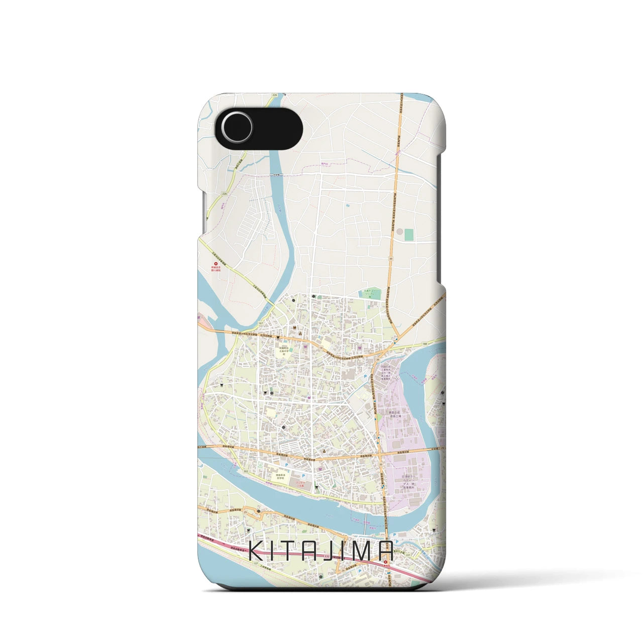 【北島（徳島県）】地図柄iPhoneケース（バックカバータイプ）