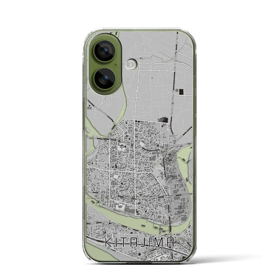 【北島（徳島県）】地図柄iPhoneケース（クリアタイプ）モノトーン・iPhone 17 Pro Max 用