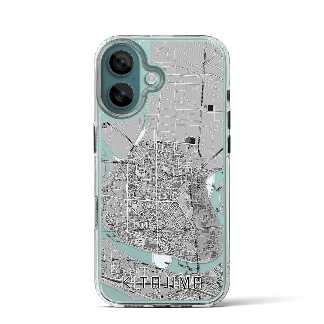 【北島（徳島県）】地図柄iPhoneケース（MagSafeタイプ）モノトーン・iPhone 16 Pro 用