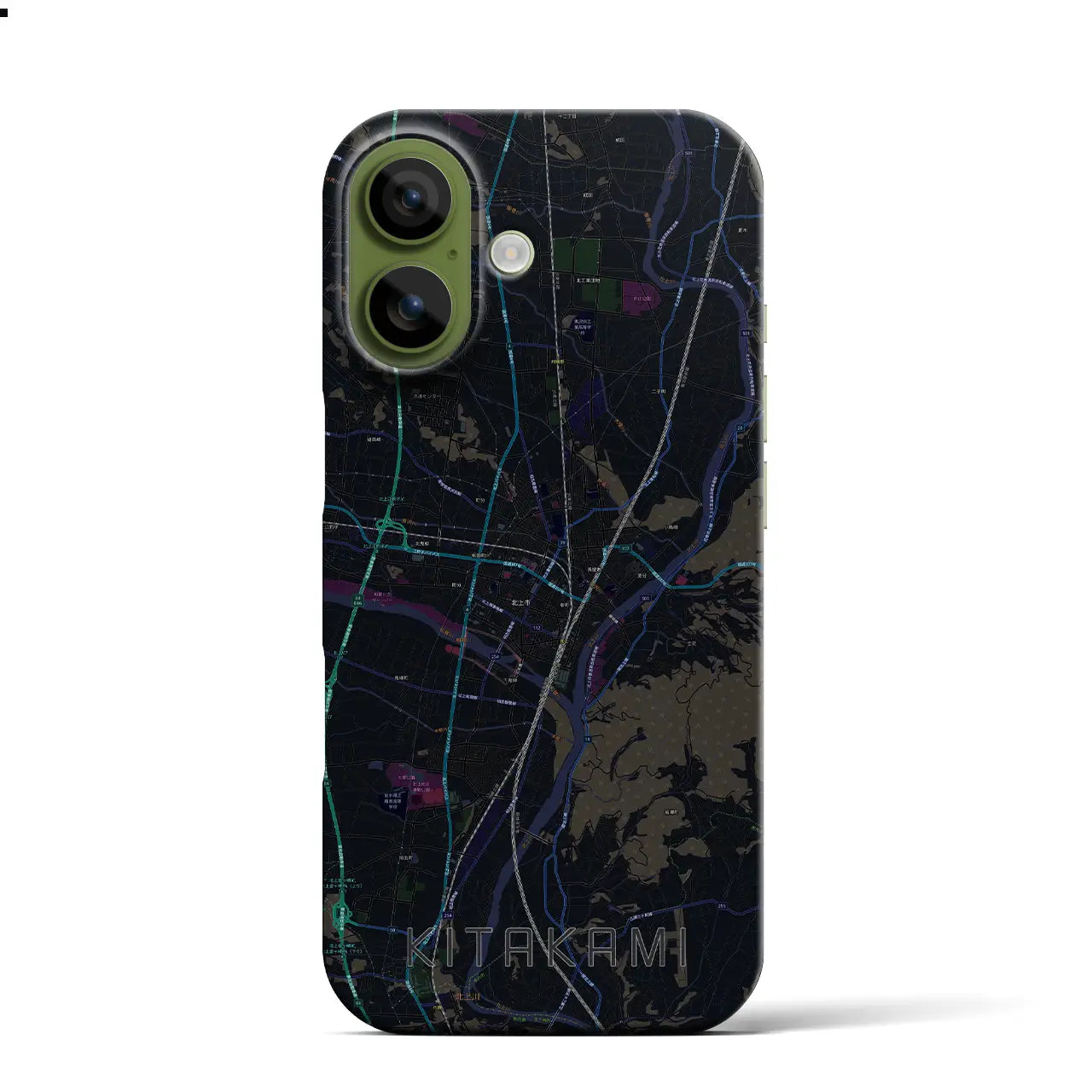 【北上（岩手県）】地図柄iPhoneケース（バックカバータイプ）