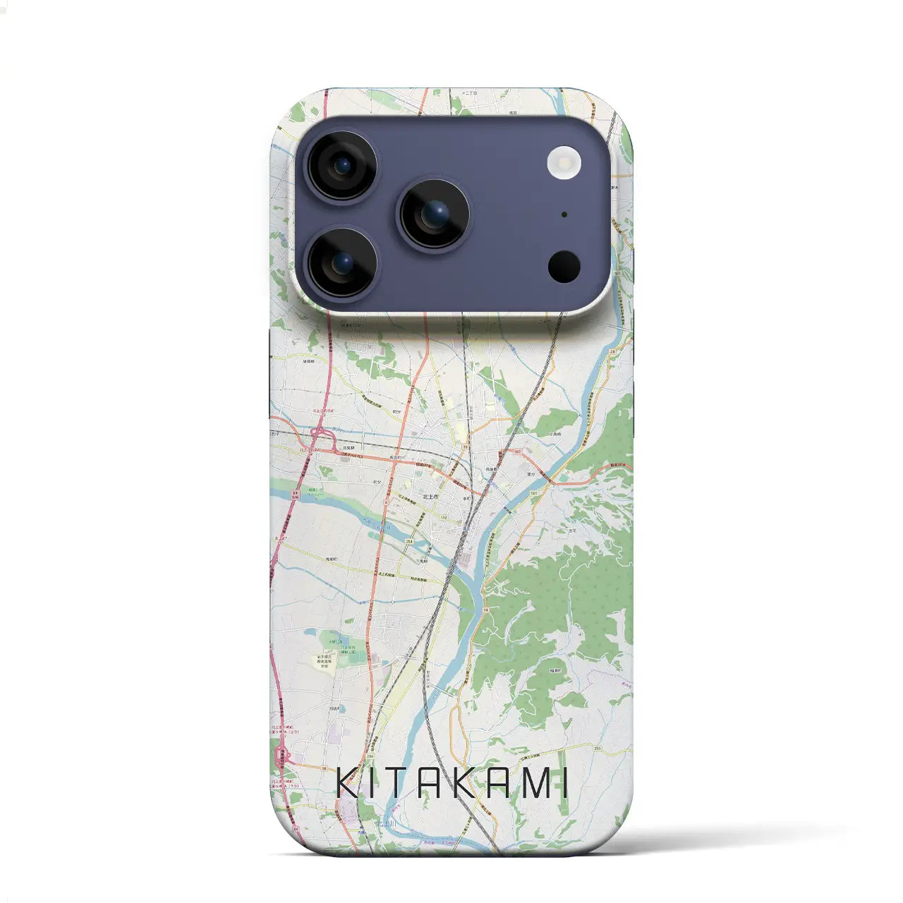 【北上（岩手県）】地図柄iPhoneケース（バックカバータイプ）