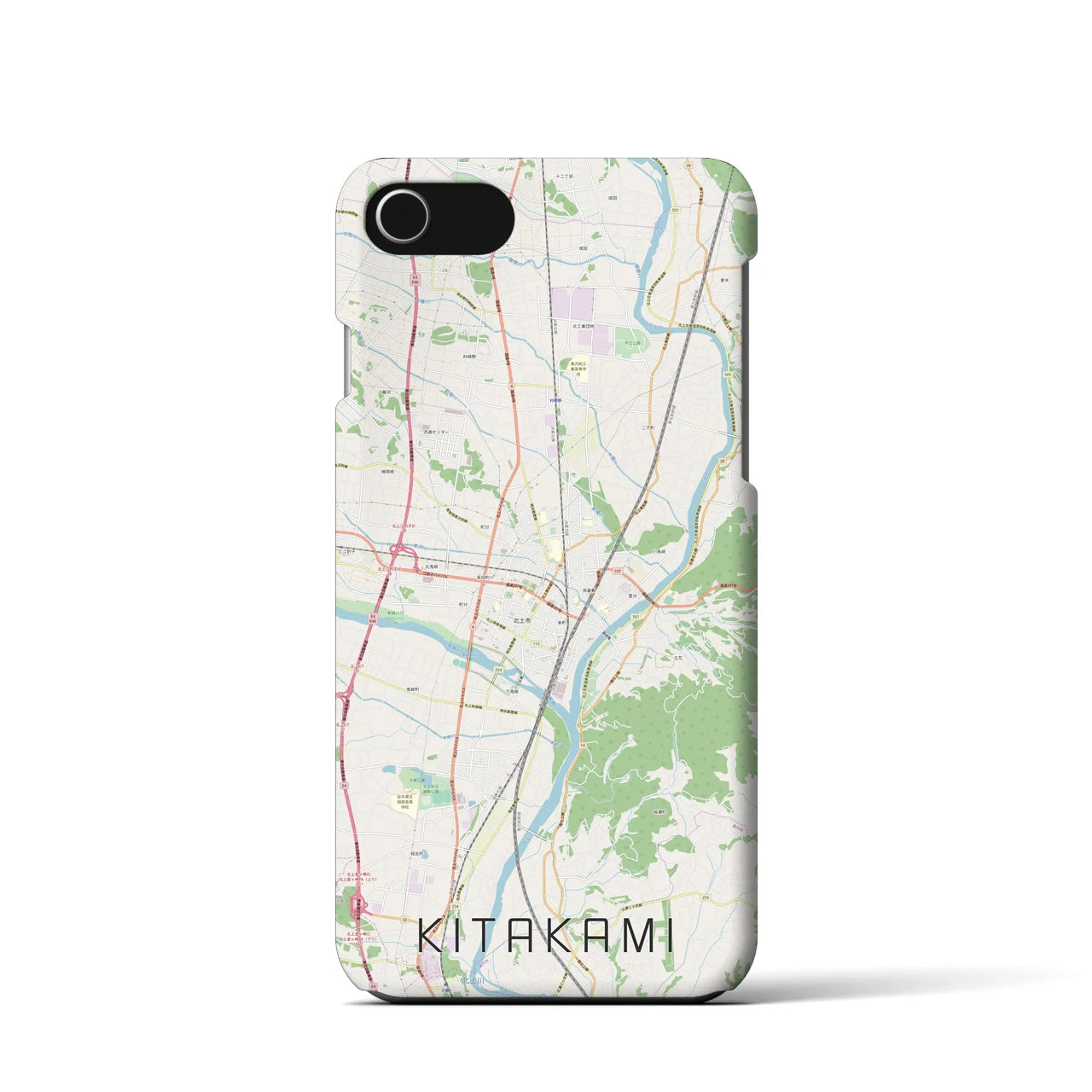 【北上（岩手県）】地図柄iPhoneケース（バックカバータイプ）