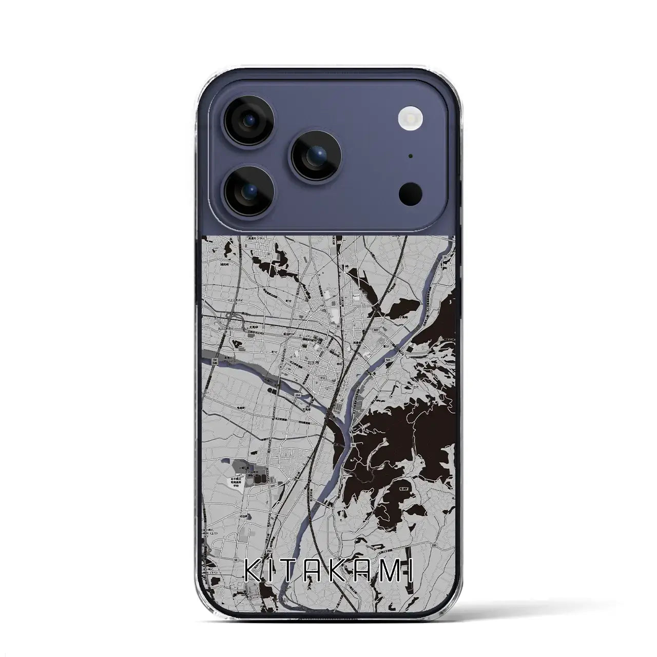 【北上（岩手県）】地図柄iPhoneケース（クリアタイプ）