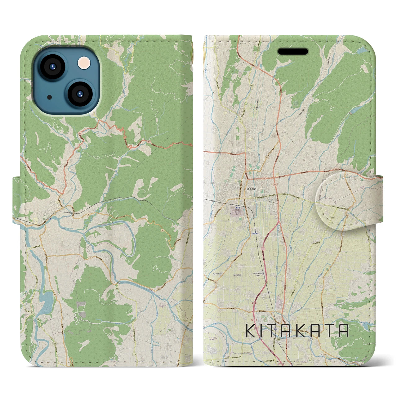 【喜多方（福島県）】地図柄iPhoneケース（手帳タイプ）