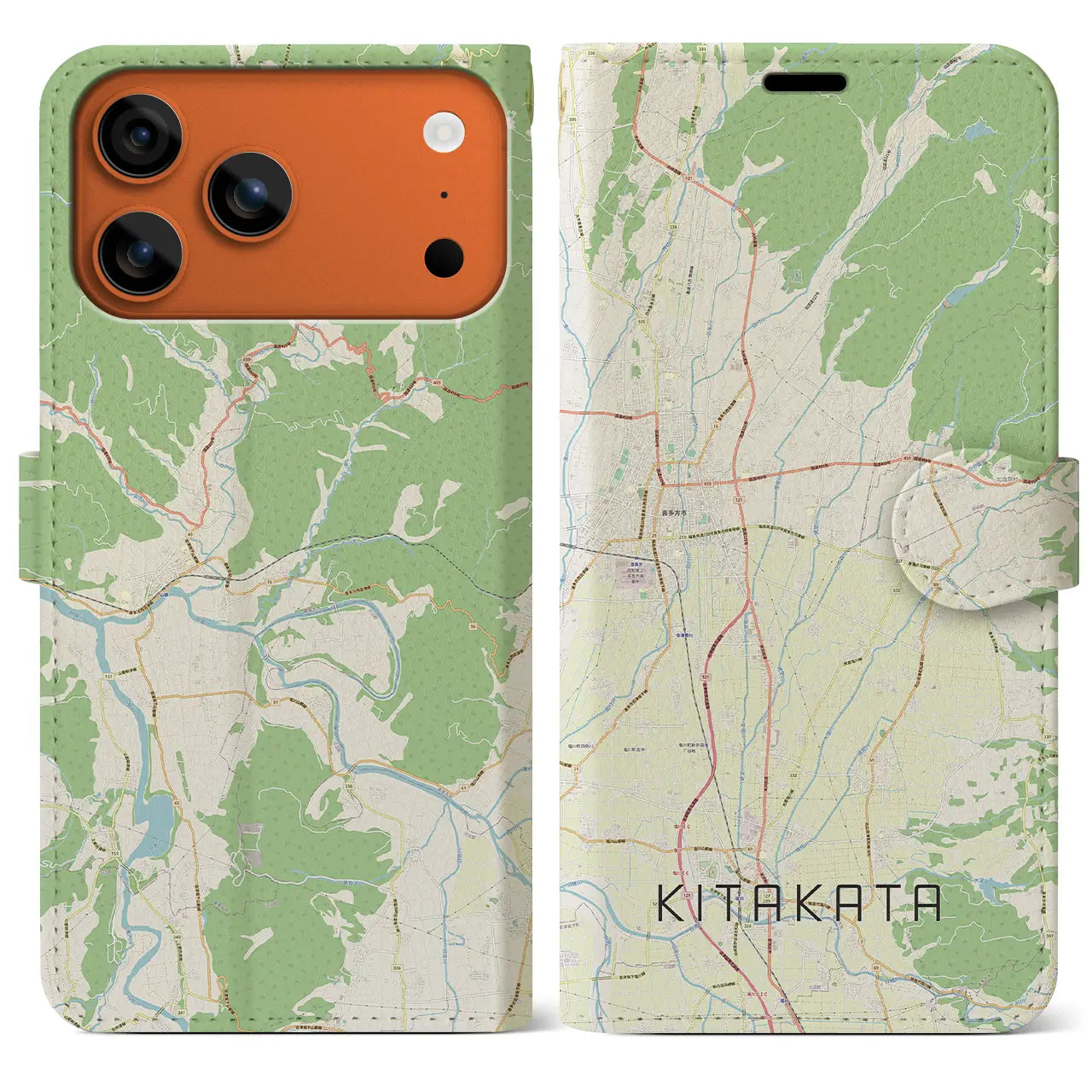 【喜多方（福島県）】地図柄iPhoneケース（手帳タイプ）