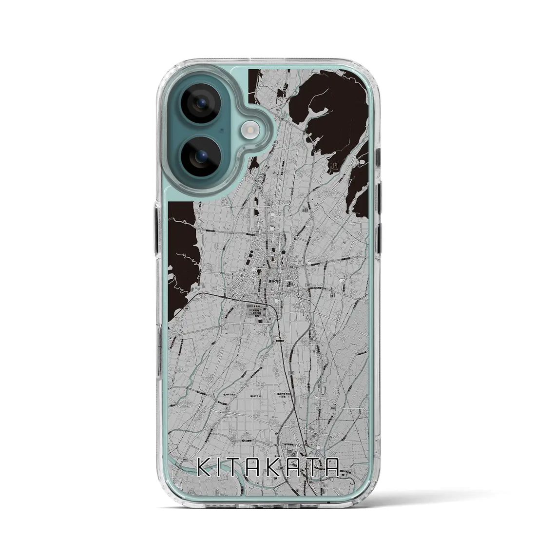 【喜多方(福島県)】地図柄iPhoneケース(MagSafeタイプ)モノトーン・iPhone 16 Pro 用