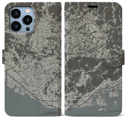 【北区（神戸市）】地図柄iPhoneケース（手帳タイプ）モノトーン・iPhone 13 Pro Max 用