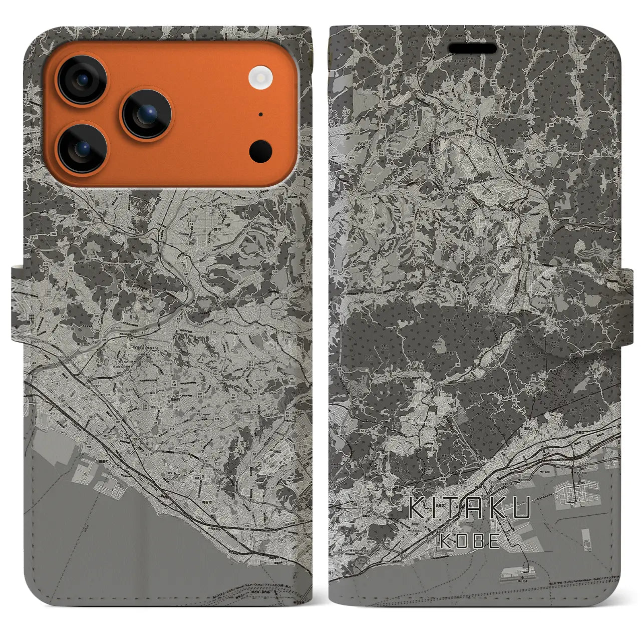 【北区（神戸市）】地図柄iPhoneケース（手帳タイプ）