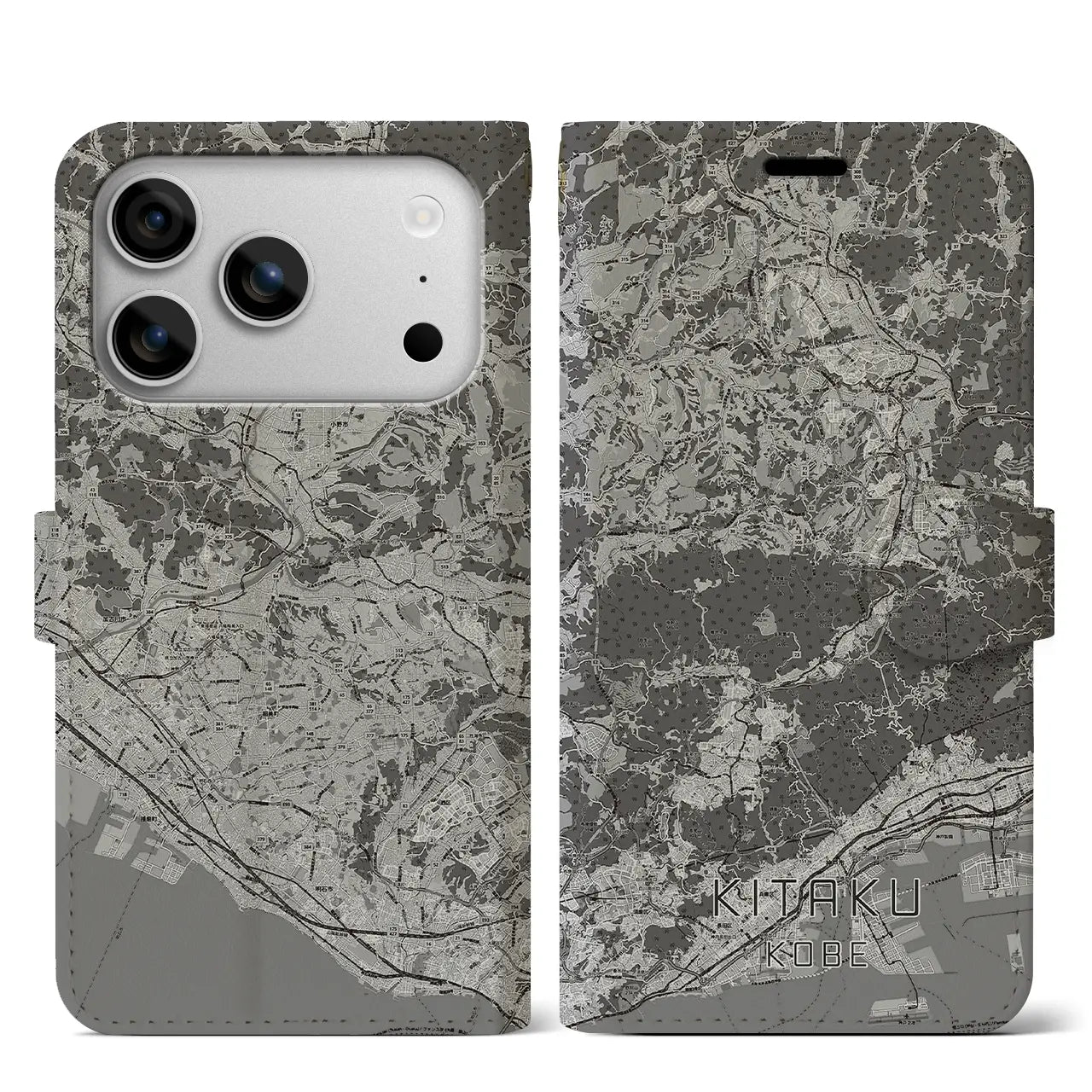 【北区（神戸市）】地図柄iPhoneケース（手帳タイプ）