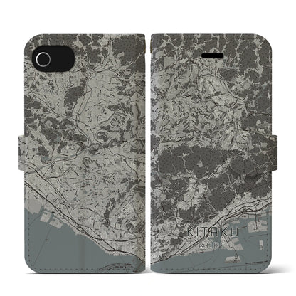 【北区（神戸市）】地図柄iPhoneケース（手帳タイプ）モノトーン・iPhone SE（第3 / 第2世代） / 8 / 7 / 6s / 6 用