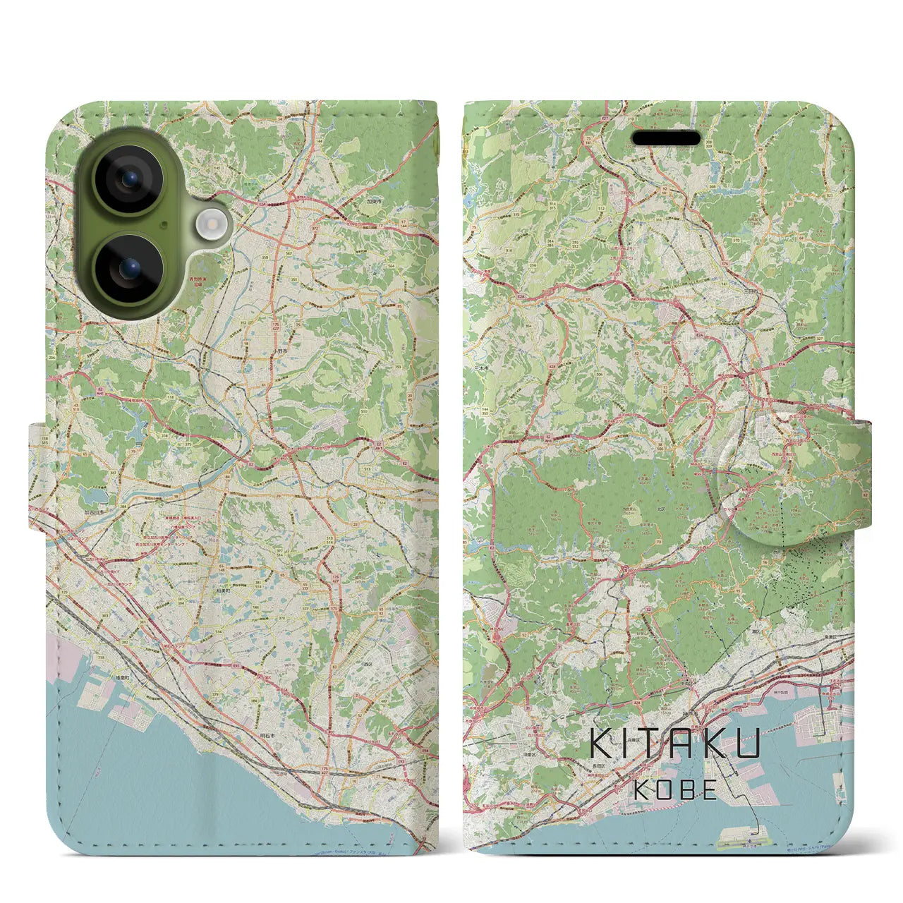 【北区（神戸市）】地図柄iPhoneケース（手帳タイプ）