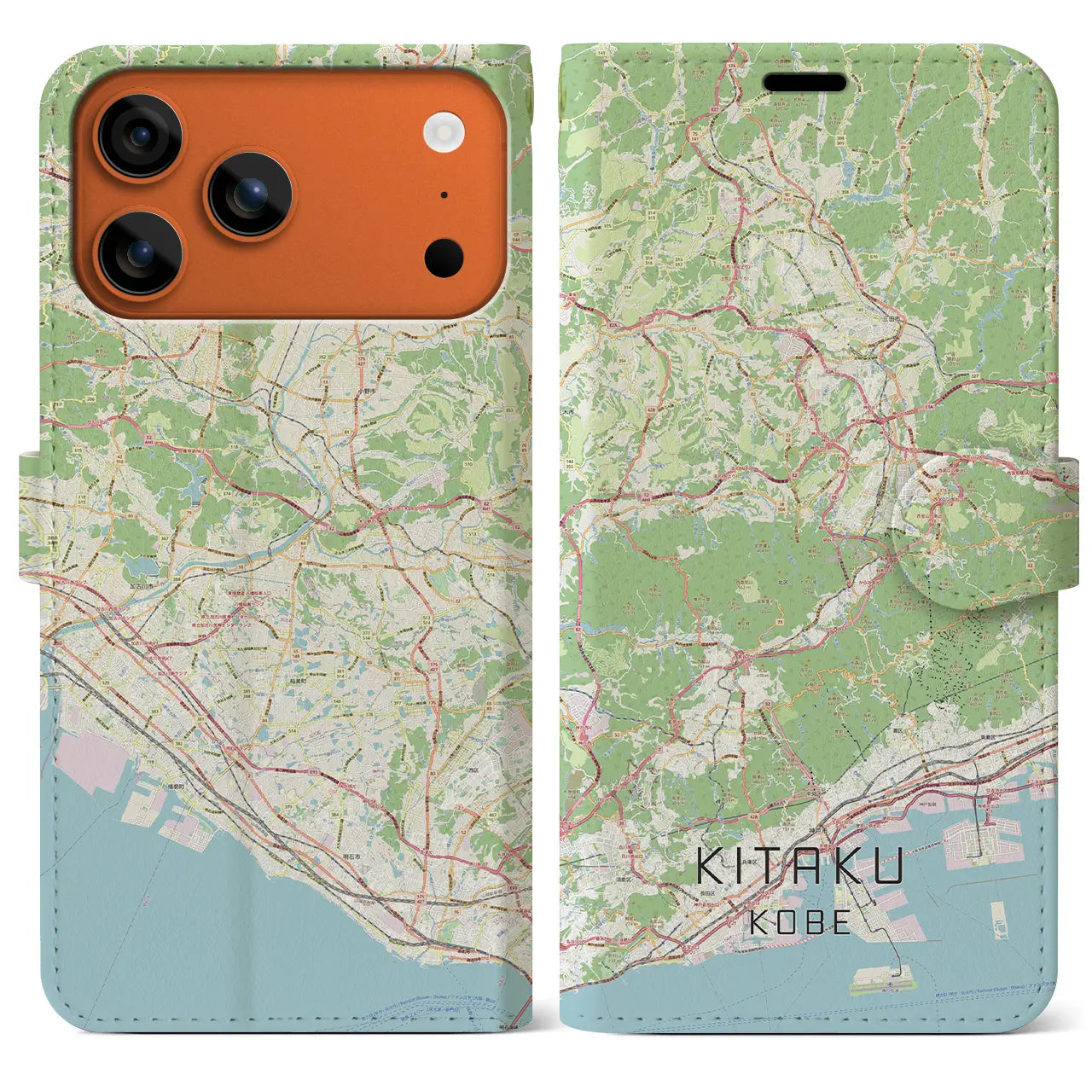 【北区（神戸市）】地図柄iPhoneケース（手帳タイプ）