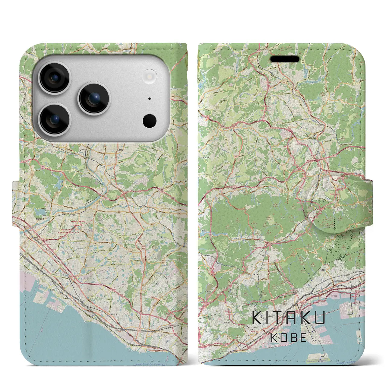 【北区（神戸市）】地図柄iPhoneケース（手帳タイプ）