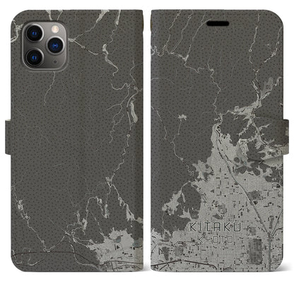 【北区（京都市）】地図柄iPhoneケース（手帳タイプ）モノトーン・iPhone 11 Pro Max 用