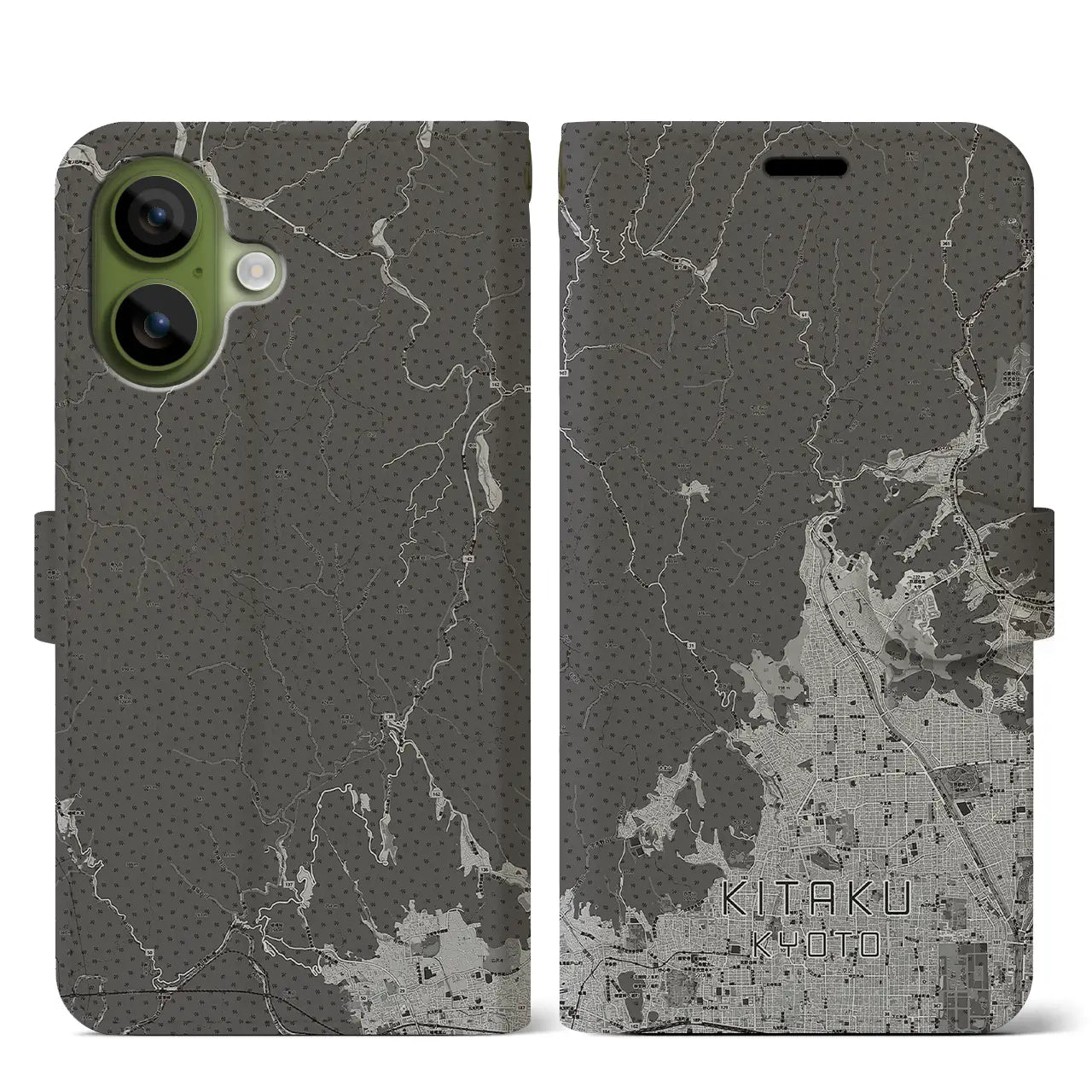 【北区（京都市）】地図柄iPhoneケース（手帳タイプ）