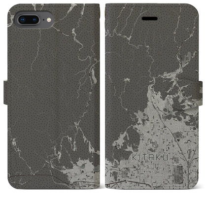 【北区（京都市）】地図柄iPhoneケース（手帳タイプ）モノトーン・iPhone 8Plus /7Plus / 6sPlus / 6Plus 用