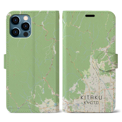 【北区（京都市）】地図柄iPhoneケース（手帳タイプ）ナチュラル・iPhone 12 / 12 Pro 用