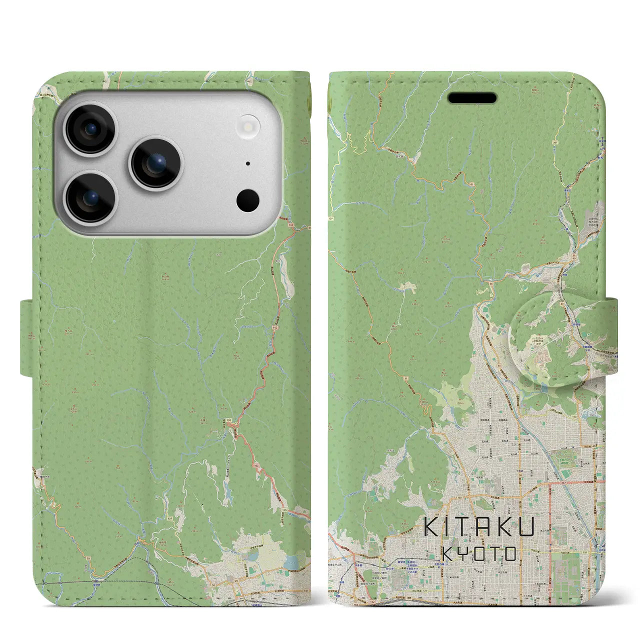 【北区（京都市）】地図柄iPhoneケース（手帳タイプ）