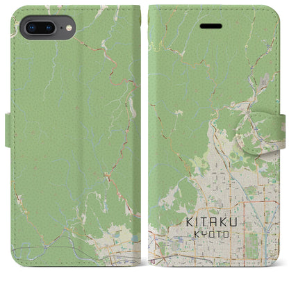 【北区（京都市）】地図柄iPhoneケース（手帳タイプ）ナチュラル・iPhone 8Plus /7Plus / 6sPlus / 6Plus 用