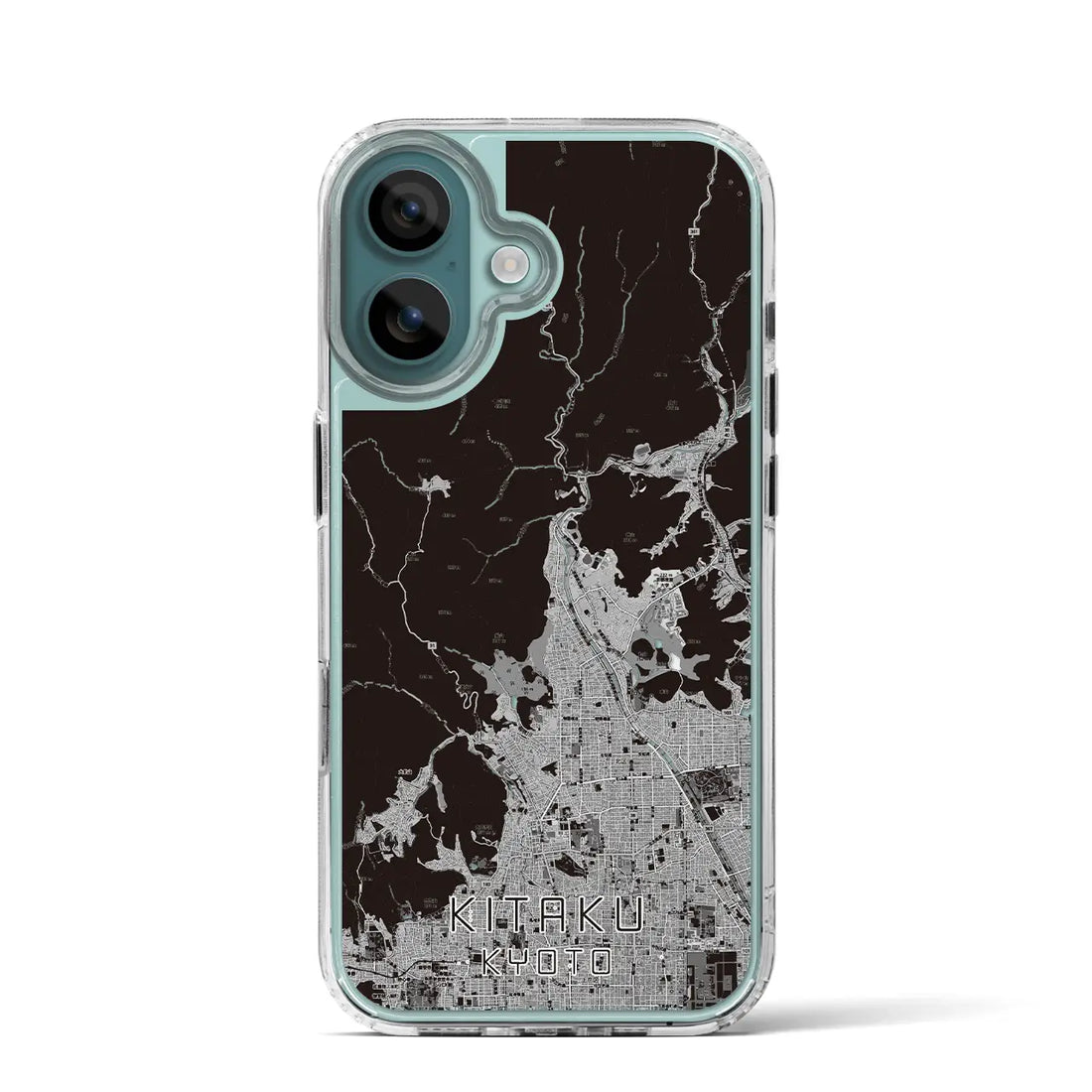 【北区(京都市)】地図柄iPhoneケース(MagSafeタイプ)モノトーン・iPhone 16 Pro 用