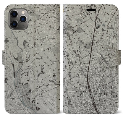 【北区（さいたま市）】地図柄iPhoneケース（手帳タイプ）モノトーン・iPhone 11 Pro Max 用