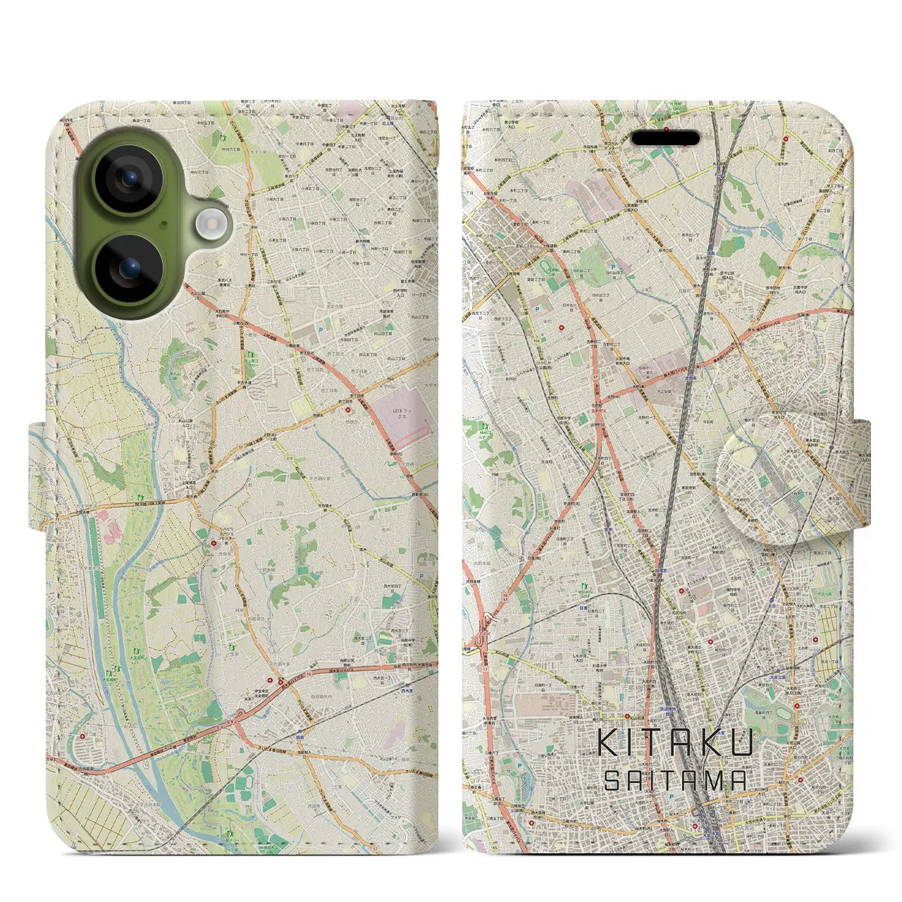 【北区（さいたま市）】地図柄iPhoneケース（手帳タイプ）