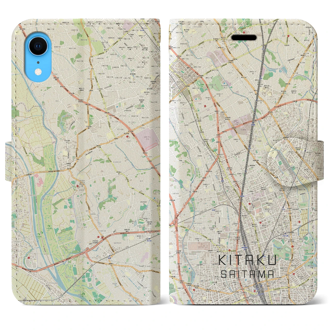 【北区（さいたま市）】地図柄iPhoneケース（手帳タイプ）ナチュラル・iPhone XR 用