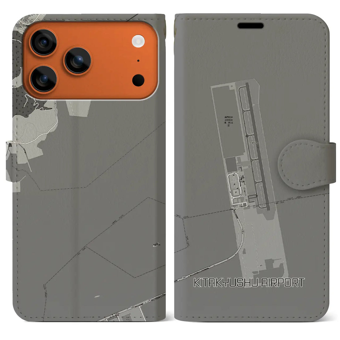【北九州空港（福岡県）】地図柄iPhoneケース（手帳タイプ）