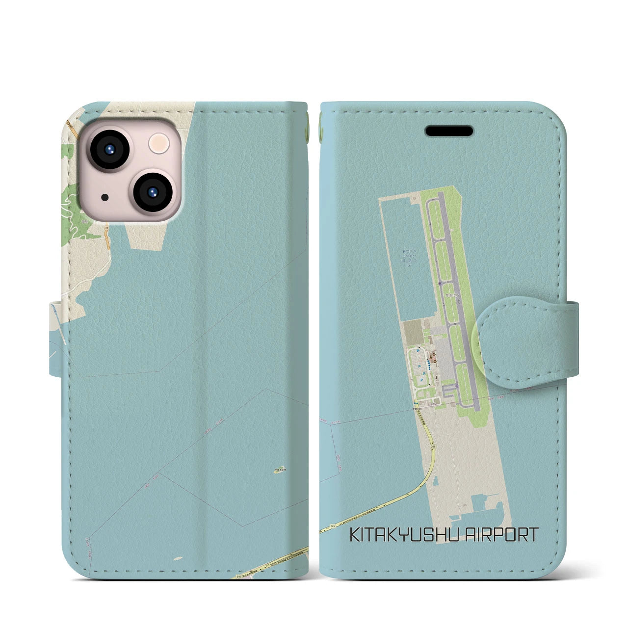 【北九州空港（福岡県）】地図柄iPhoneケース（手帳タイプ）