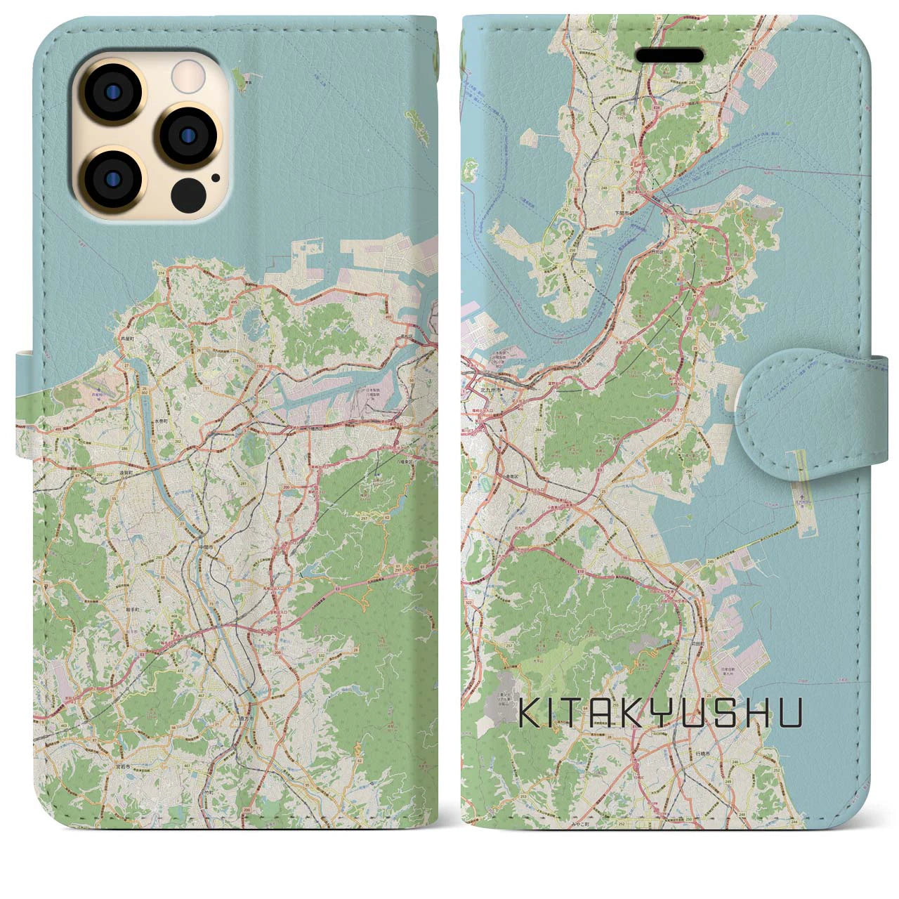 【北九州（福岡県）】地図柄iPhoneケース（手帳タイプ）