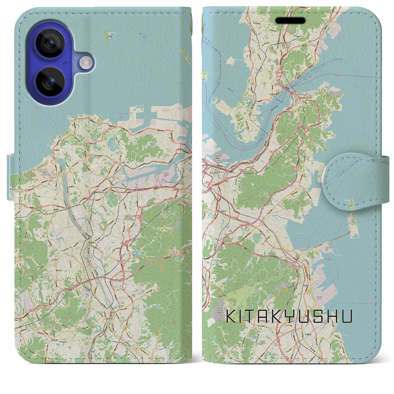 【北九州（福岡県）】地図柄iPhoneケース（手帳タイプ）