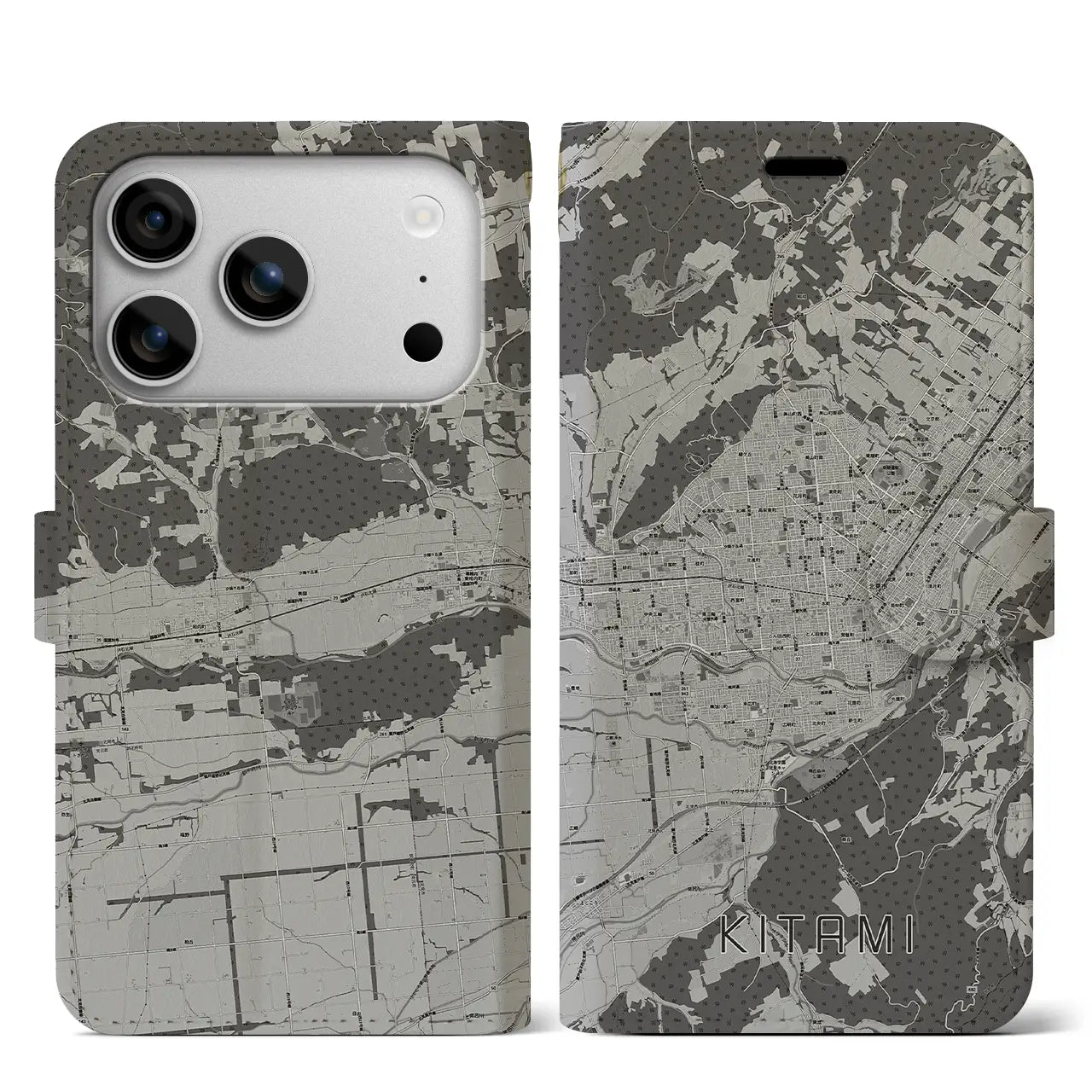 【北見（北海道）】地図柄iPhoneケース（手帳タイプ）