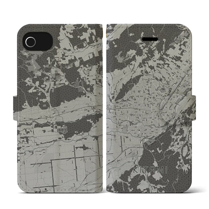 【北見（北海道）】地図柄iPhoneケース（手帳タイプ）モノトーン・iPhone SE（第3 / 第2世代） / 8 / 7 / 6s / 6 用