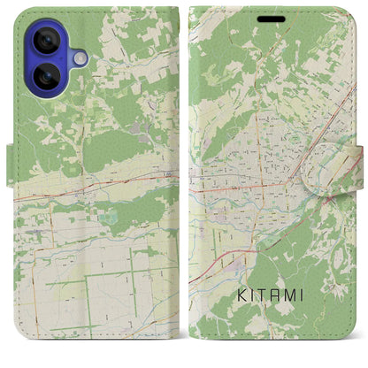 【北見（北海道）】地図柄iPhoneケース（手帳タイプ）ナチュラル・iPhone 16 Pro Max 用