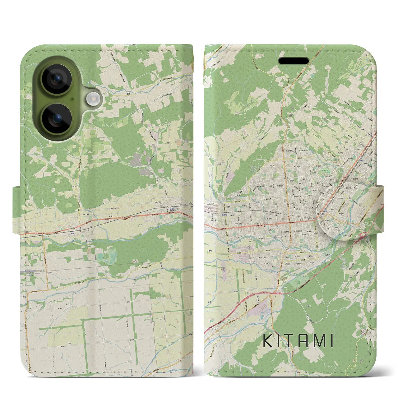 【北見（北海道）】地図柄iPhoneケース（手帳タイプ）