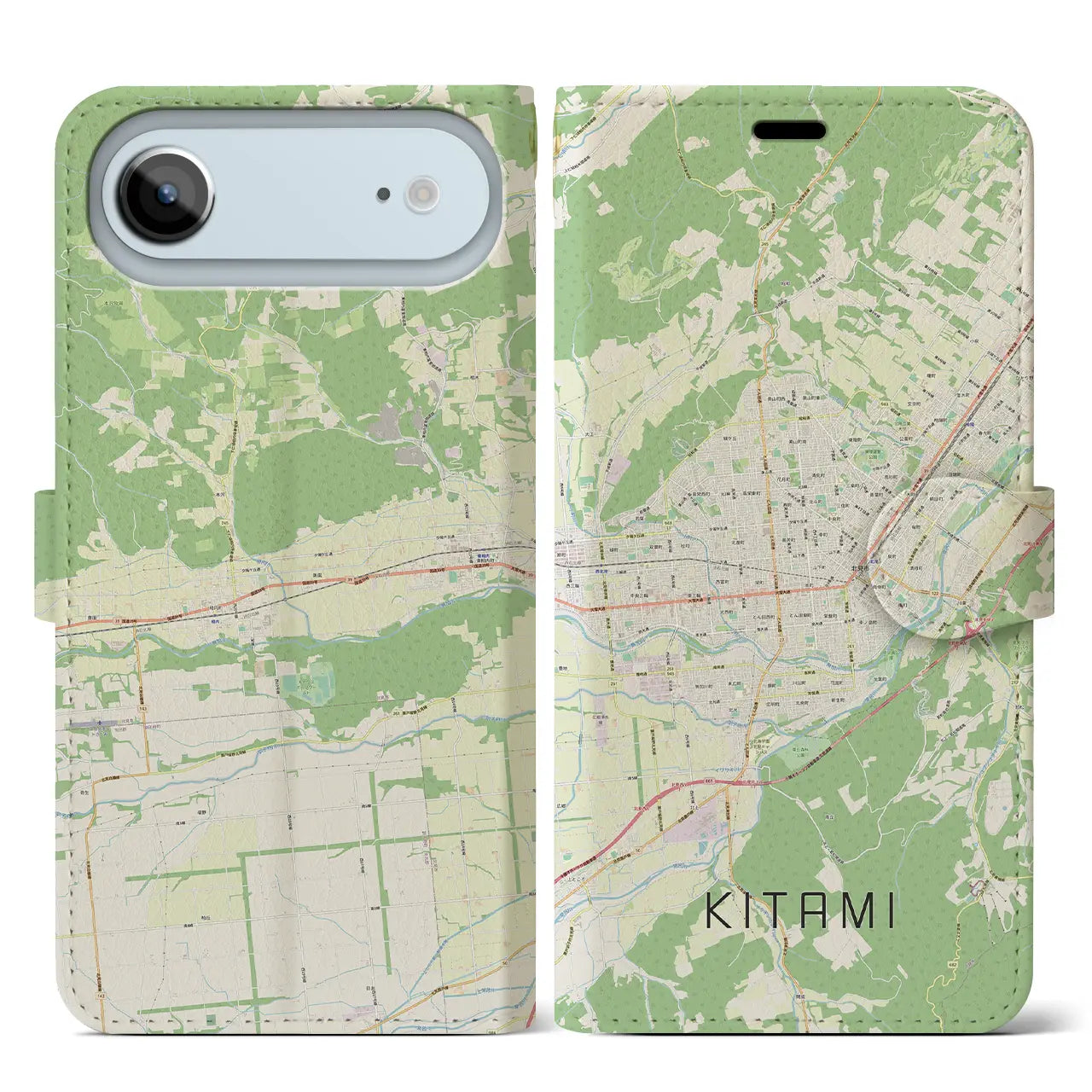 【北見（北海道）】地図柄iPhoneケース（手帳タイプ）